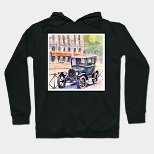 Vintage Car in Paris Hoodie